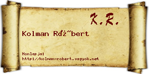 Kolman Róbert névjegykártya